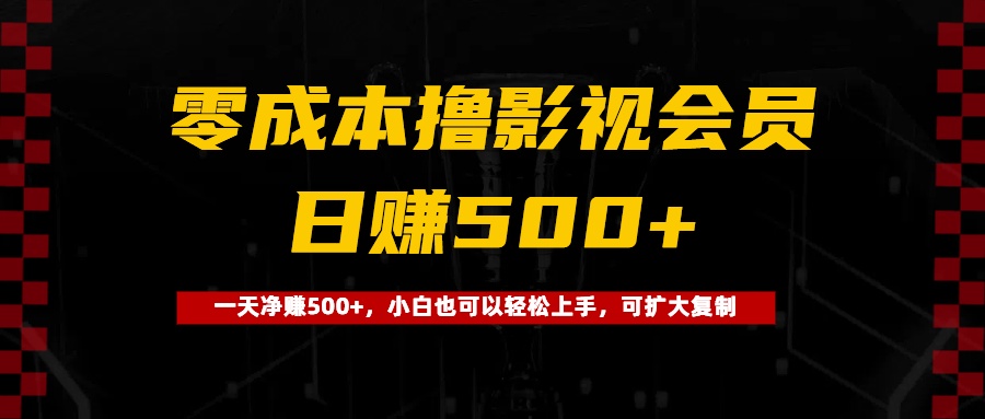 0成本撸影视会员，一天净赚500+，小白也可以轻松上手，可扩大复制-91搞钱