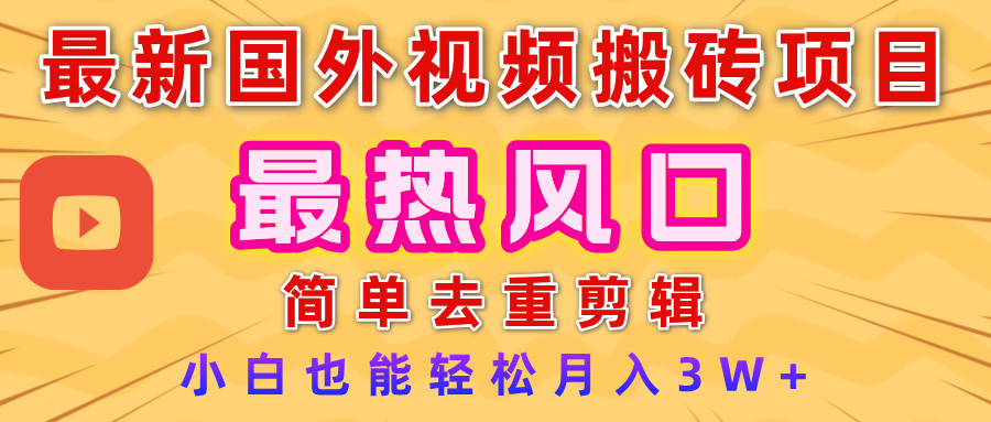 2025最新热门风口，国外视频搬砖项目，简单去重剪辑，小白也能轻松月入3W+-91搞钱