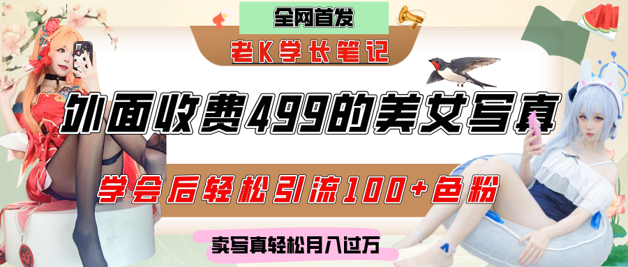 外面收费499的美女写真制作技术，学会后轻松引流色粉变现，日引100+色粉，轻松月入过万-91搞钱
