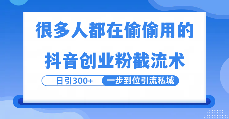 很多人都在偷偷用的抖音创业粉截留术，日引300+，一步到位引流到私域-91搞钱