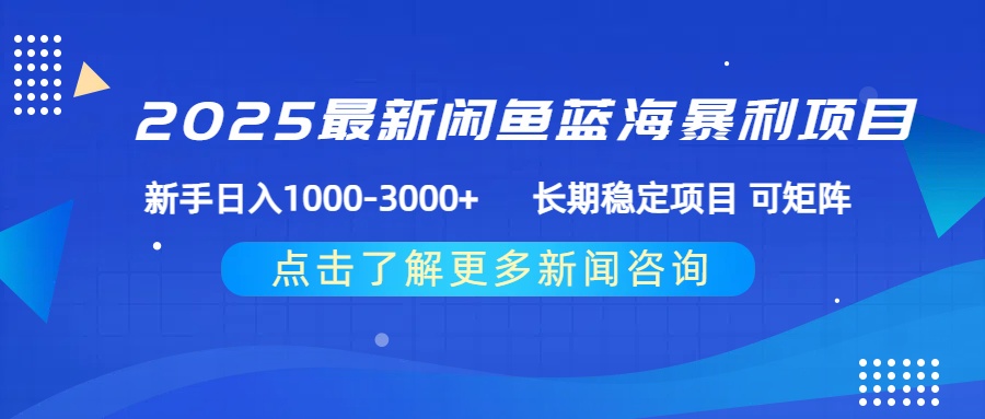 2025最新闲鱼蓝海暴利项目 ，新手日入1000-3000+ 长期稳定项目 可矩阵-91搞钱