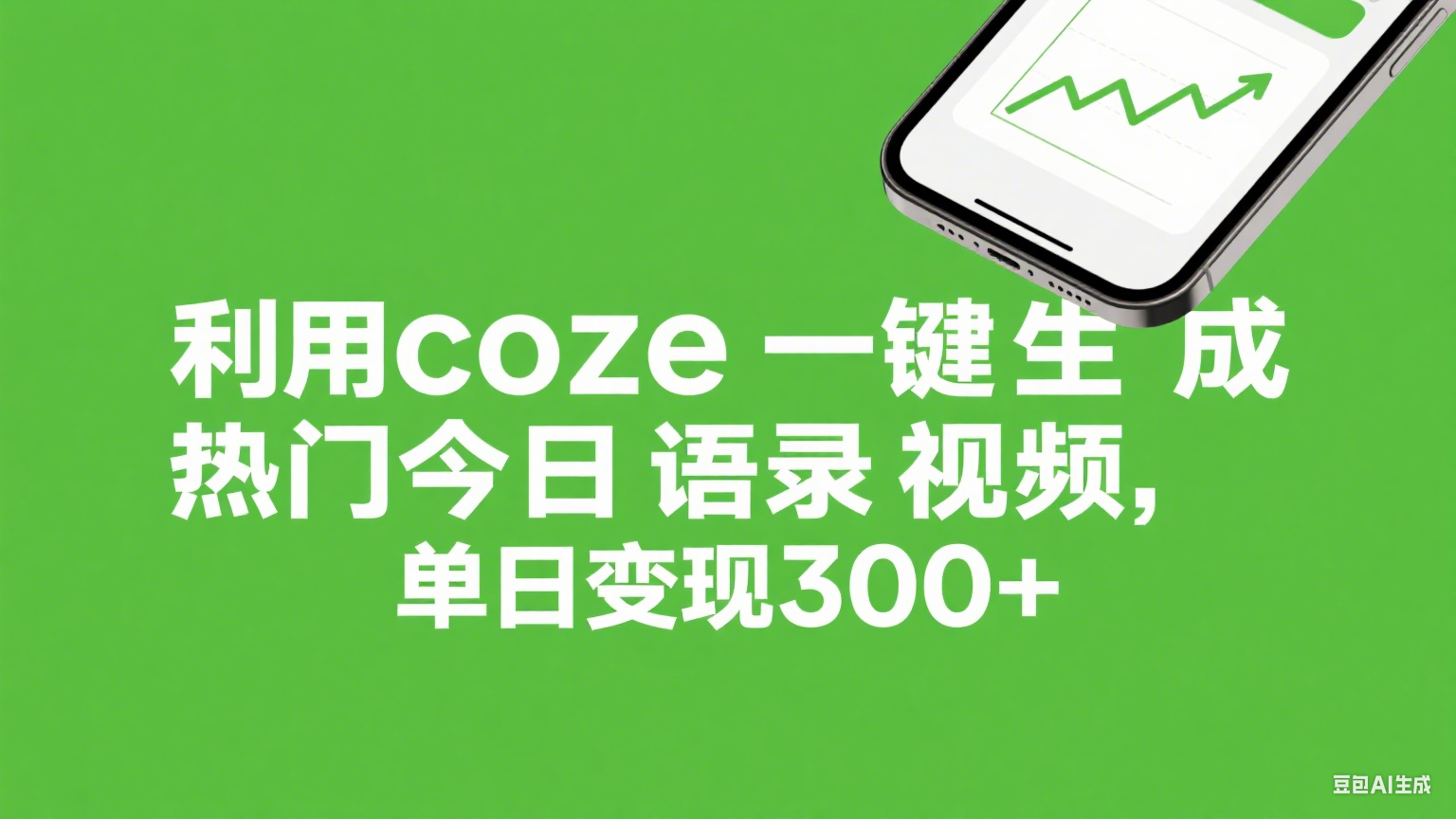 利用coze一键生成热门今日语录视频,单日变现300+-91搞钱