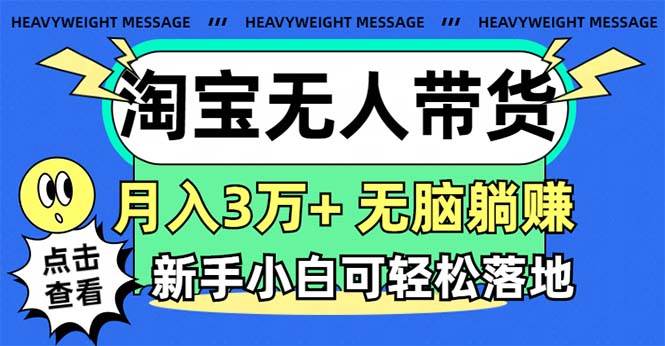 淘宝无人带货3.0高收益玩法,月入3万+,无脑躺赚,新手小白可落地实操-91搞钱