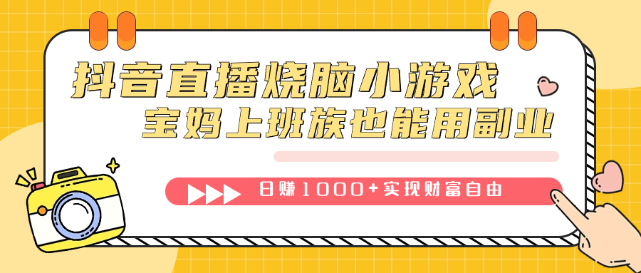 抖音直播烧脑小游戏，不需要找话题聊天，宝妈上班族也能用副业日赚1000+-91搞钱