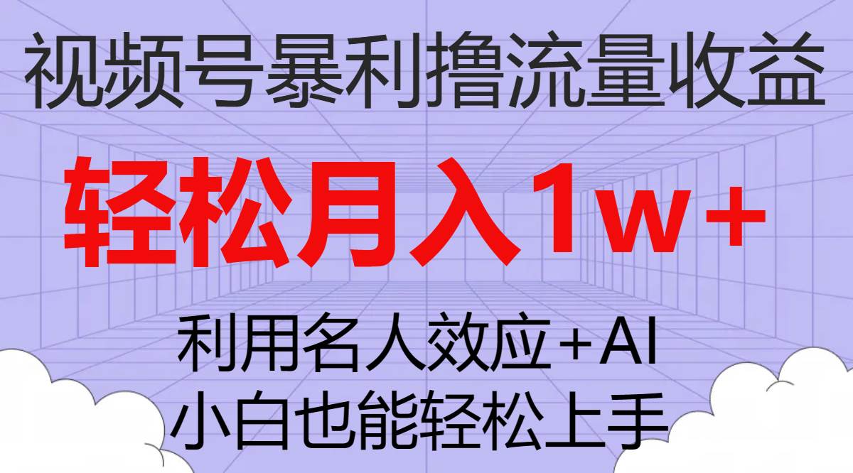 视频号暴利撸流量收益，小白也能轻松上手，轻松月入1w+-91搞钱