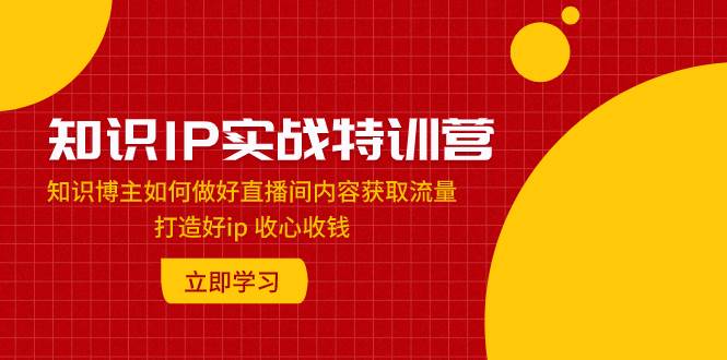 知识IP实战特训营：知识博主如何做好直播间内容获取流量 打造好ip 收心收钱-91搞钱