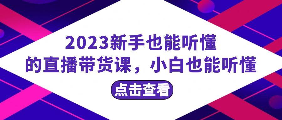 2023新手也能听懂的直播带货课,小白也能听懂,20节完整-91搞钱