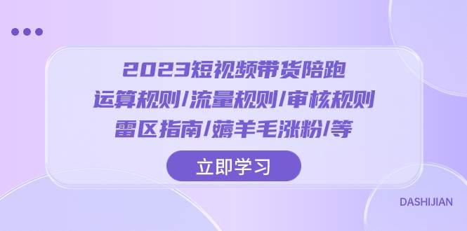 2023短视频·带货陪跑:运算规则/流量规则/审核规则/雷区指南/薅羊毛涨粉..-91搞钱