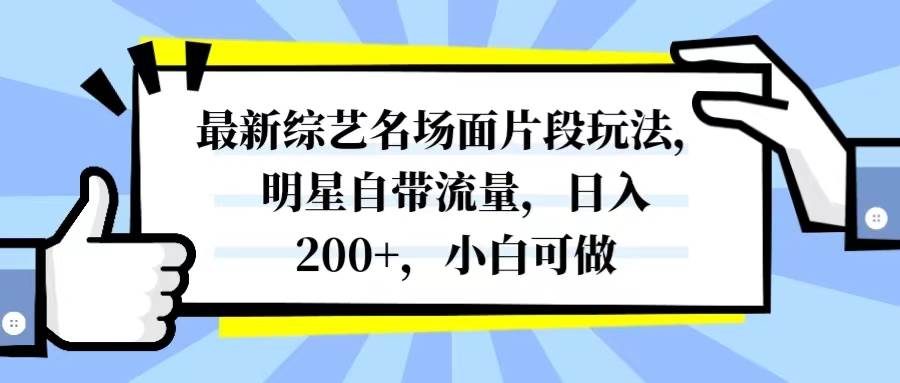 最新综艺名场面片段玩法，明星自带流量，日入200+，小白可做-91搞钱