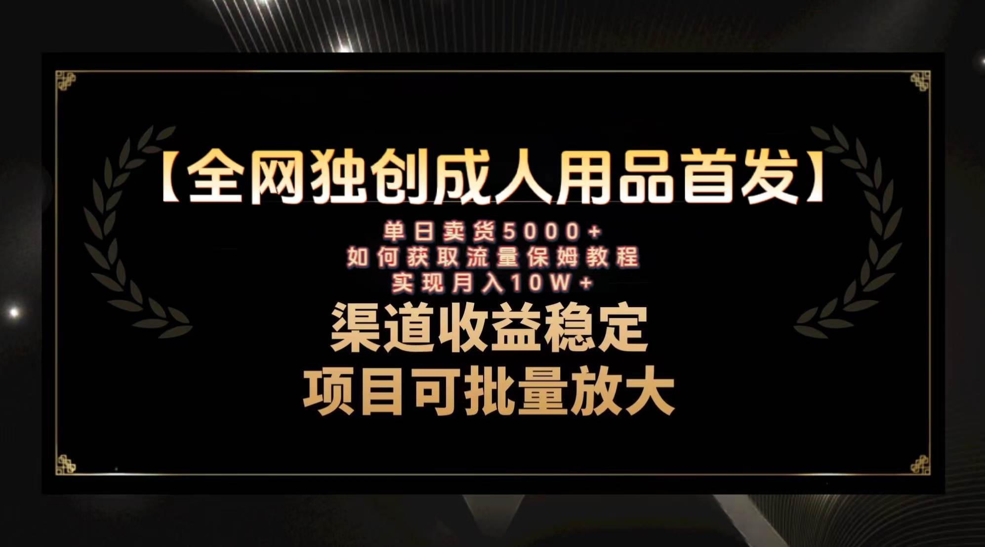 最新全网独创首发，成人用品赛道引流获客，月入10w保姆级教程-91搞钱