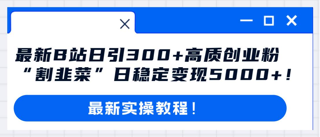 最新B站日引300+高质创业粉教程!“割韭菜”日稳定变现5000+!-91搞钱