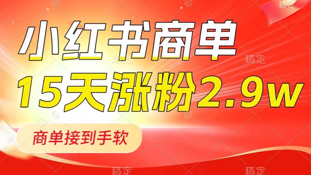 小红书商单最新玩法,新号15天2.9w粉,商单接到手软,1分钟一篇笔记-91搞钱