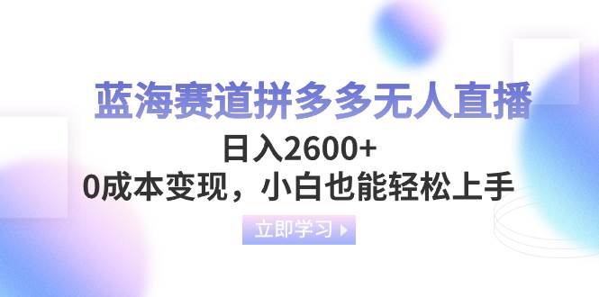 蓝海赛道拼多多无人直播,日入2600+,0成本变现,小白也能轻松上手-91搞钱