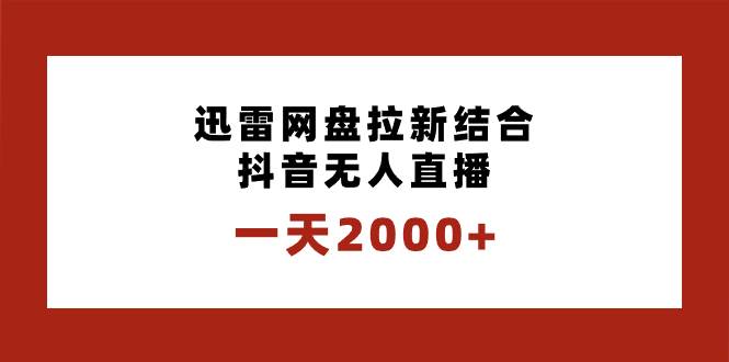 一天2000+迅雷网盘拉新结合抖音无人直播,独创玩法保姆级教学-91搞钱