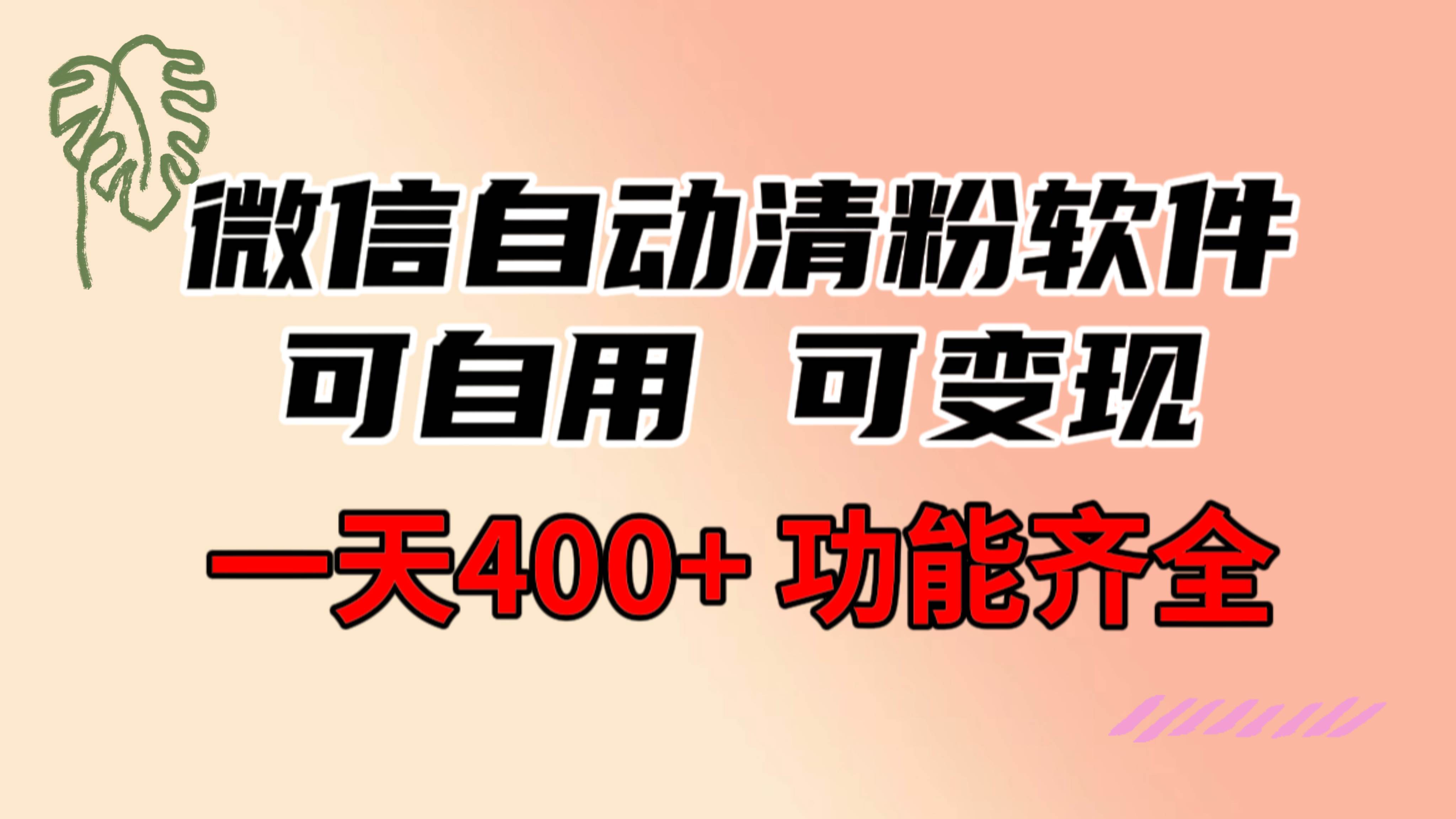 功能齐全的微信自动清粉软件,可自用可变现,一天400+,0成本免费分享-91搞钱
