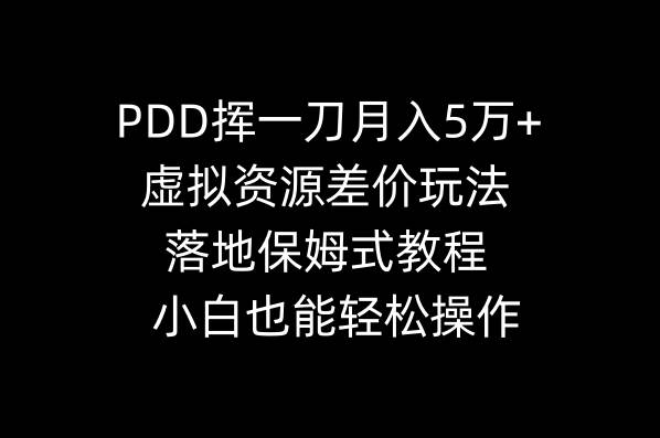 PDD挥一刀月入5万+，虚拟资源差价玩法，落地保姆式教程，小白也能轻松操作-91搞钱