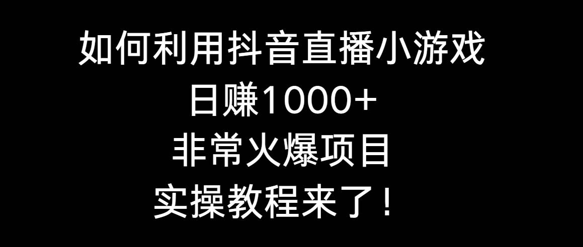 如何利用抖音直播小游戏日赚1000+，非常火爆项目，实操教程来了！-91搞钱