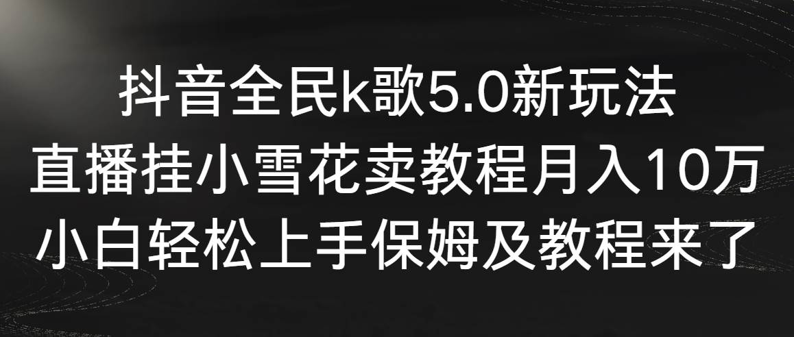 抖音全民k歌5.0新玩法，直播挂小雪花卖教程月入10万，小白轻松上手，保...-91搞钱