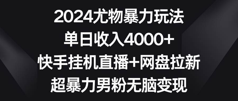2024尤物暴力玩法 单日收入4000+快手工具直播+网盘拉新 超暴力男粉无脑变现-91搞钱