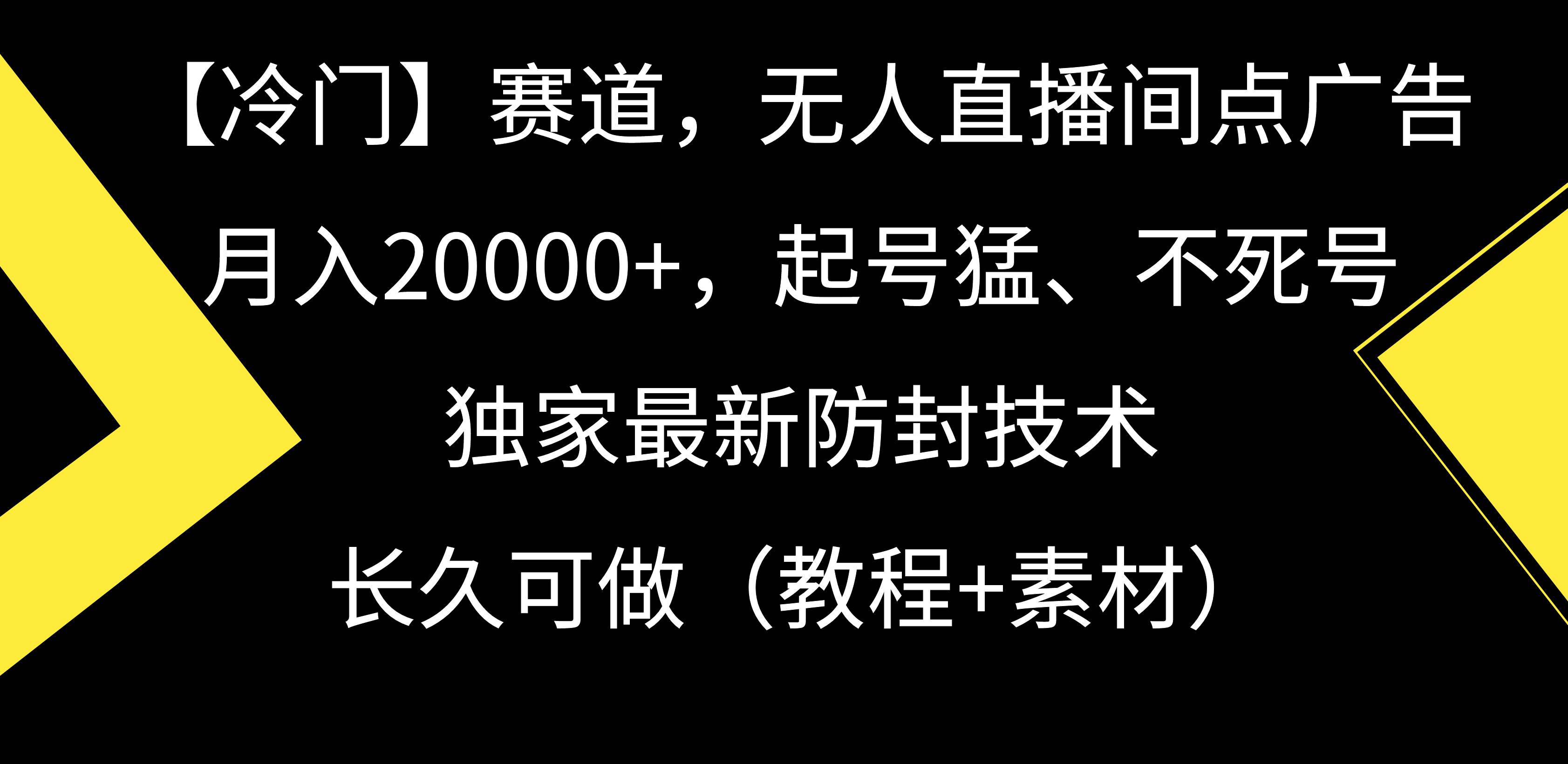 【冷门】赛道，无人直播间点广告，月入20000+，起号猛、不死号，独家最...-91搞钱