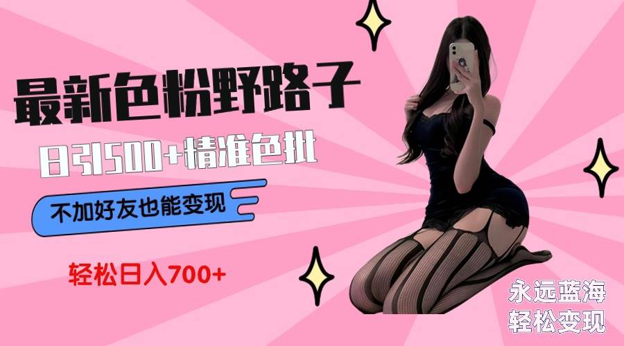 最新色粉变现野路子，日引500+老色批 可不加好友直接变现 小白轻松日入700+-91搞钱