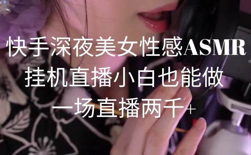 快手深夜美女性感ASMR工具直播，小白也能做，一场直播两千+-91搞钱