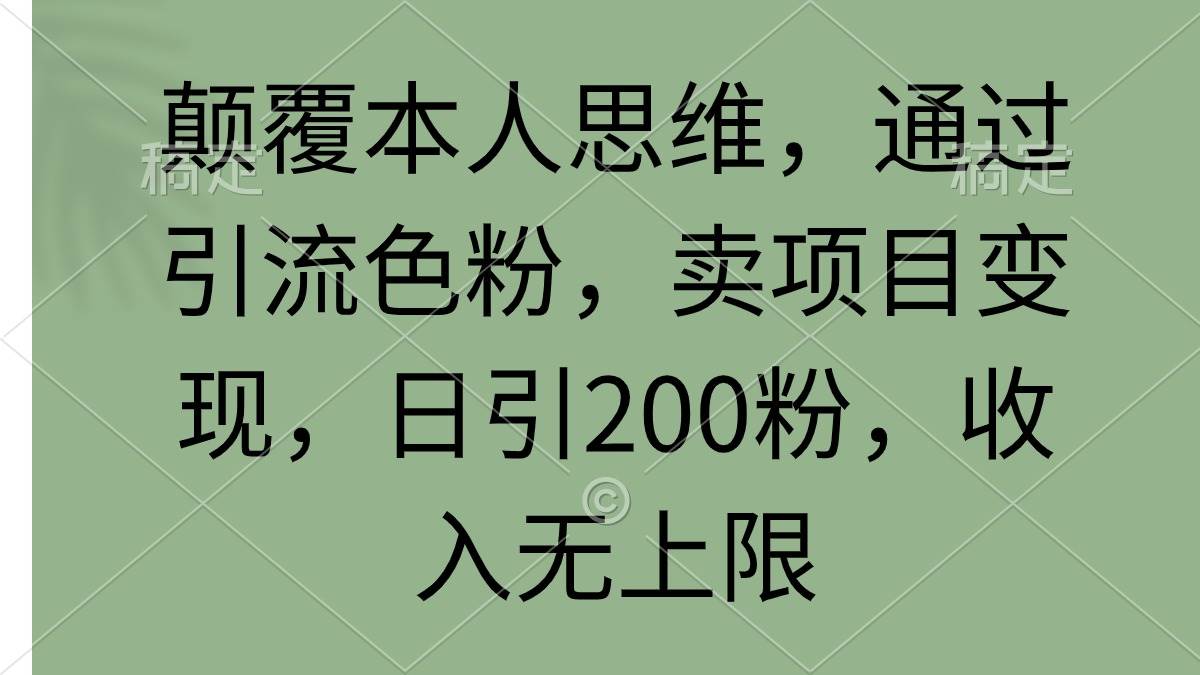 颠覆本人思维,通过引流色粉,卖项目变现,日引200粉,收入无上限-91搞钱