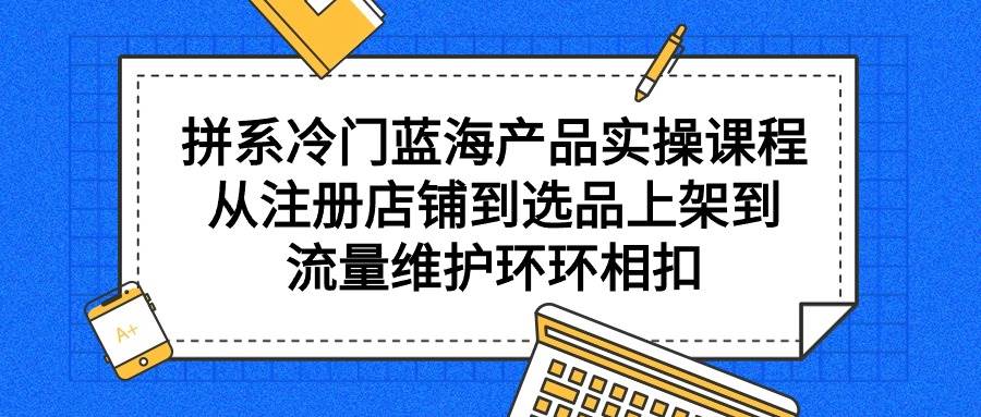 拼系冷门蓝海产品实操课程,从注册店铺到选品上架到流量维护环环相扣-91搞钱