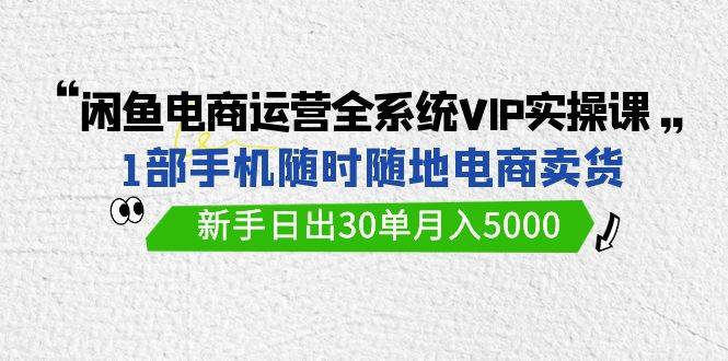 闲鱼电商运营全系统VIP实战课,1部手机随时随地卖货,新手日出30单月入5000-91搞钱