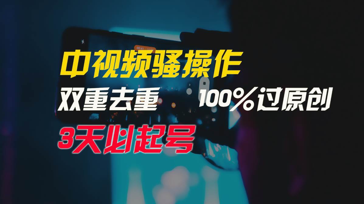 中视频骚操作，双重去重100%过原创，3天比必起号，简单无脑，月入3W+-91搞钱