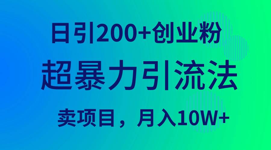 超暴力引流法，日引200+创业粉，卖项目月入10W+-91搞钱