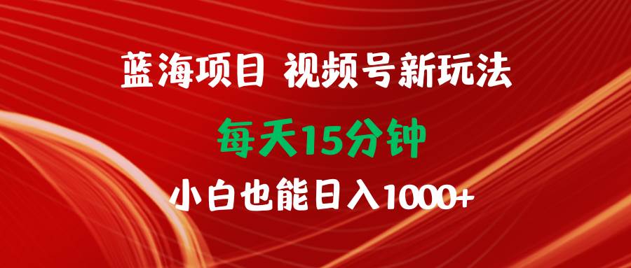 蓝海项目视频号新玩法 每天15分钟 小白也能日入1000+-91搞钱
