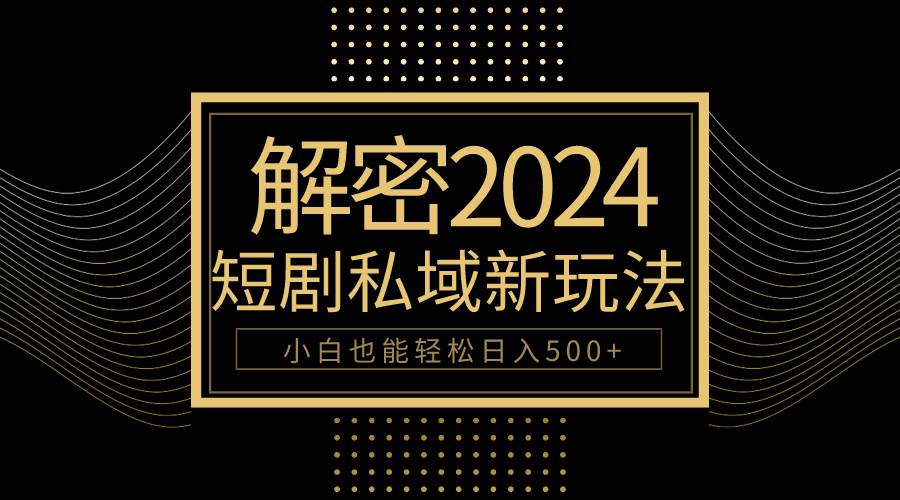 10分钟教会你2024玩转短剧私域变现，小白也能轻松日入500+-91搞钱