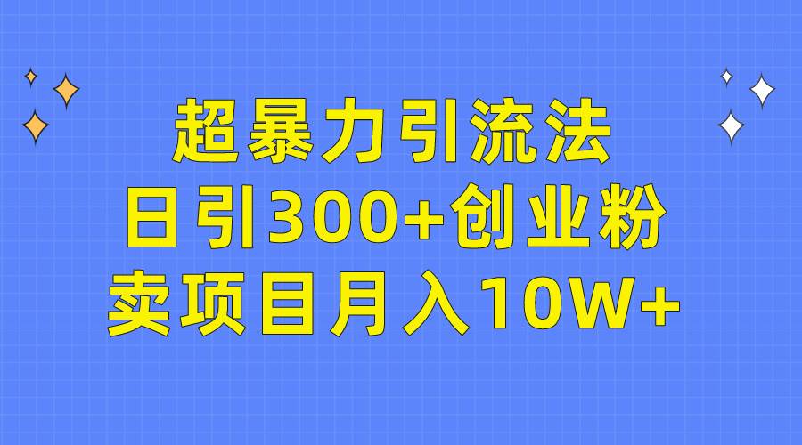 超暴力引流法,日引300+创业粉,卖项目月入10W+-91搞钱