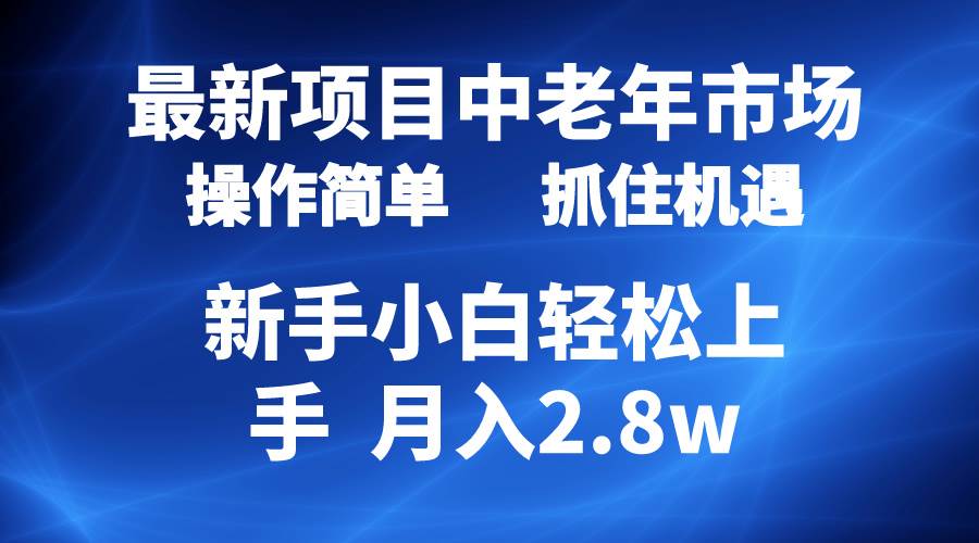 2024最新项目，中老年市场，起号简单，7条作品涨粉4000+，单月变现2.8w-91搞钱