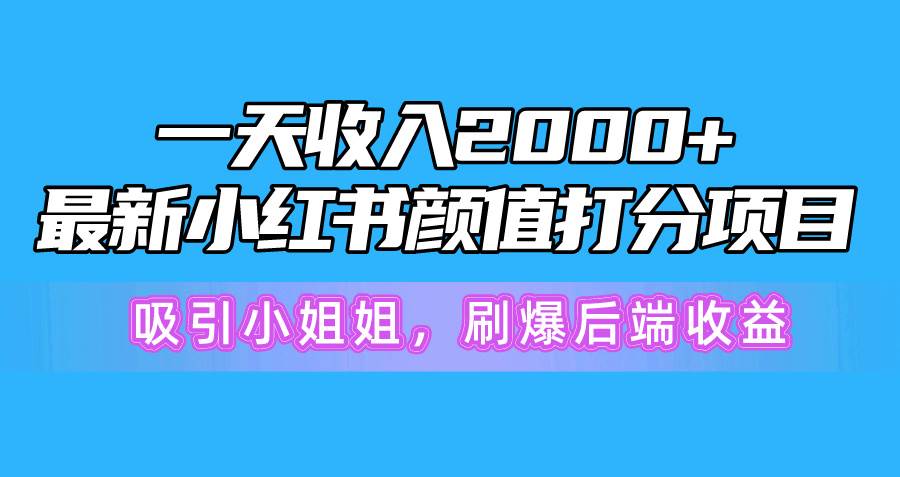 一天收入2000+，最新小红书颜值打分项目，吸引小姐姐，刷爆后端收益-91搞钱