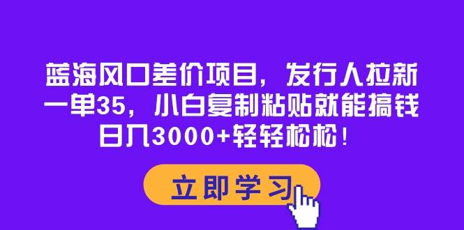 蓝海风口差价项目,发行人拉新,一单35,小白复制粘贴就能搞钱!日入3000+轻轻松松-91搞钱
