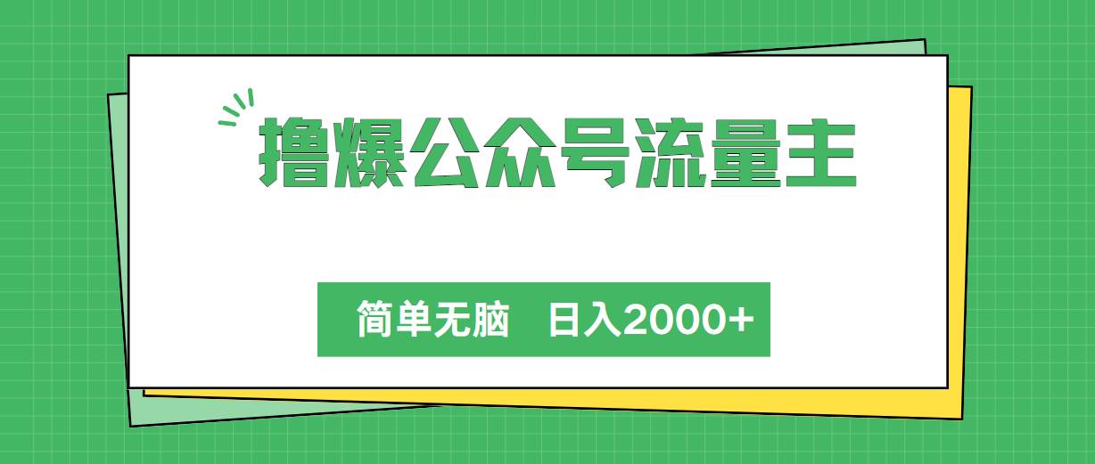 撸爆公众号流量主，简单无脑，单日变现2000+-91搞钱