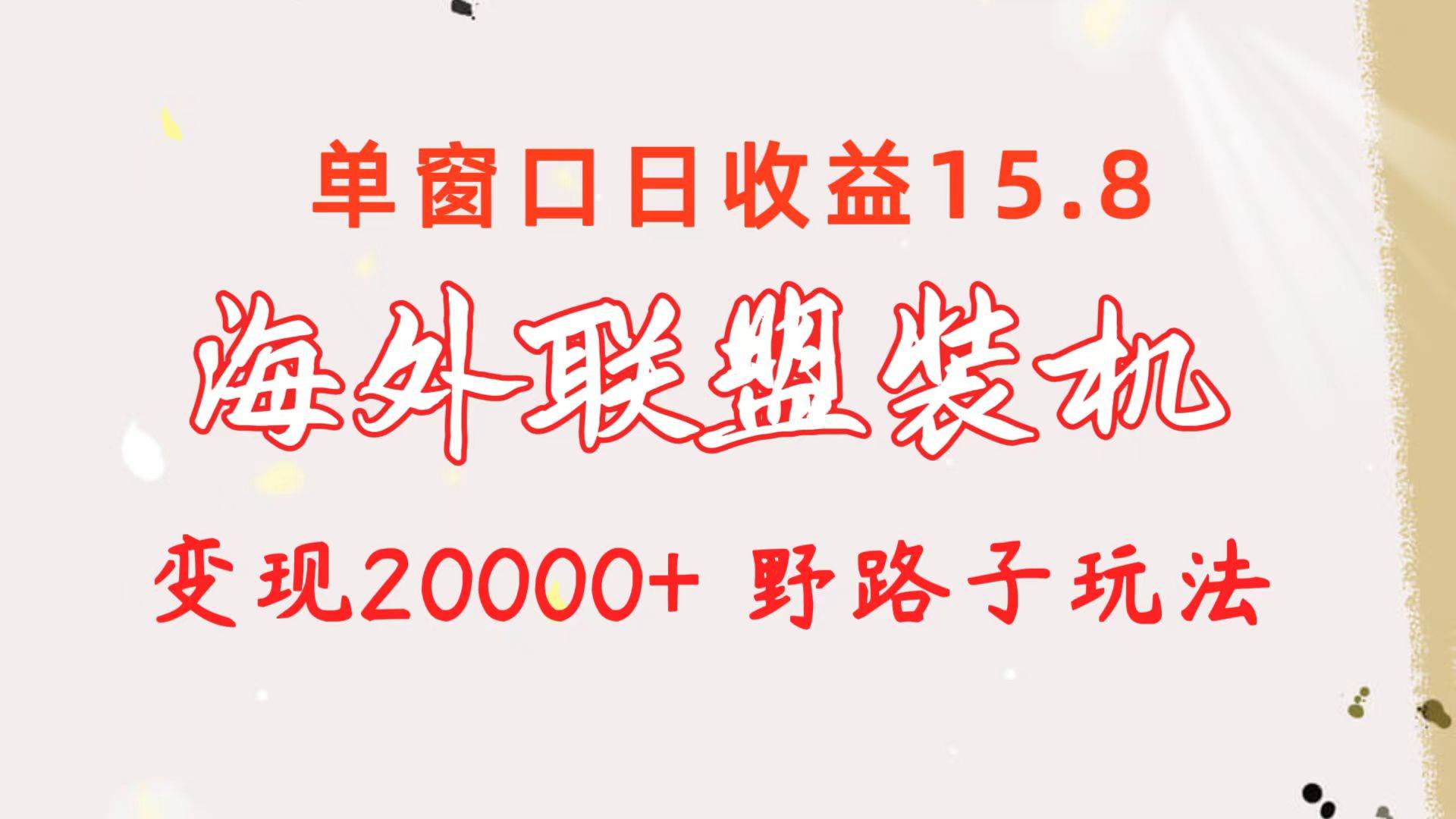 海外联盟装机 单窗口日收益15.8 变现20000+ 野路子玩法-91搞钱