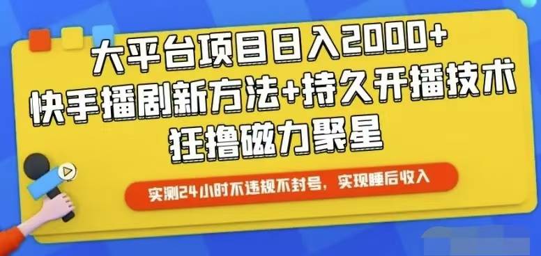 快手24小时无人直播，真正实现睡后收益-91搞钱
