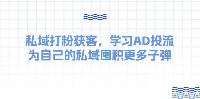 某收费课：私域打粉获客，学习AD投流，为自己的私域囤积更多子弹-91搞钱