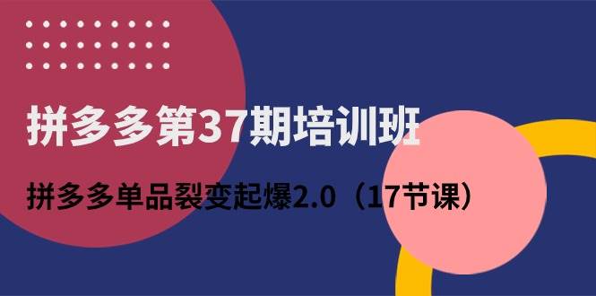拼多多第37期培训班:拼多多单品裂变起爆2.0(17节课)-91搞钱