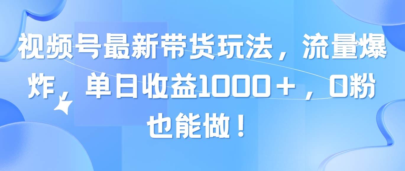 视频号最新带货玩法,流量爆炸,单日收益1000+,0粉也能做!-91搞钱