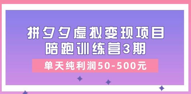 某收费培训《拼夕夕虚拟变现项目陪跑训练营3期》单天纯利润50-500元-91搞钱