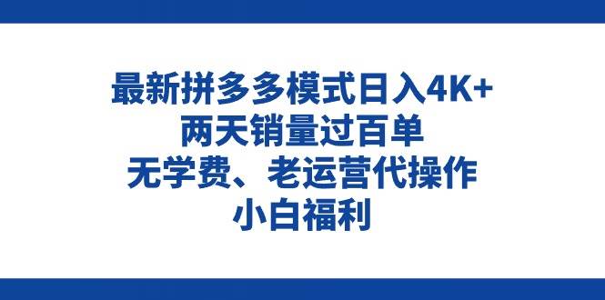 拼多多最新模式日入4K+两天销量过百单，无学费、老运营代操作、小白福利-91搞钱