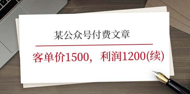 某公众号付费文章《客单价1500,利润1200(续)》市场几乎可以说是空白的-91搞钱