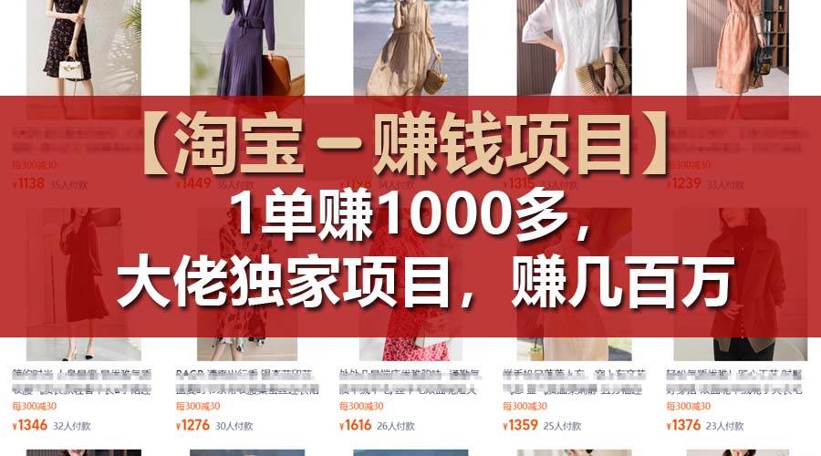 【淘宝赚钱项目】1单可赚1000多,大佬独家项目,年赚几百万-91搞钱