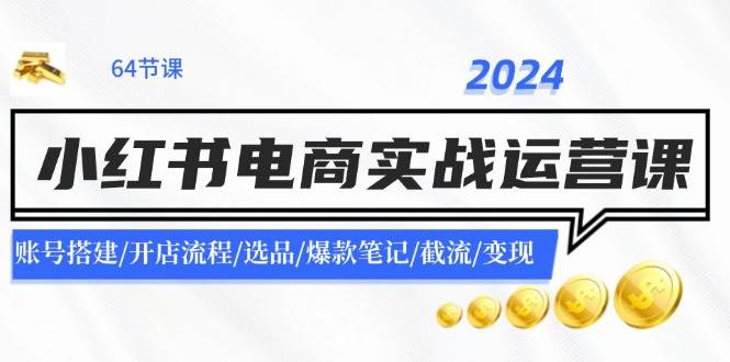 2024小红书电商实战运营课:账号搭建/开店流程/选品/爆款笔记/截流/变现-91搞钱