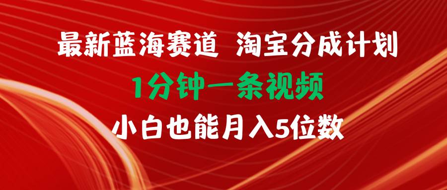 最新蓝海项目淘宝分成计划1分钟1条视频小白也能月入五位数-91搞钱