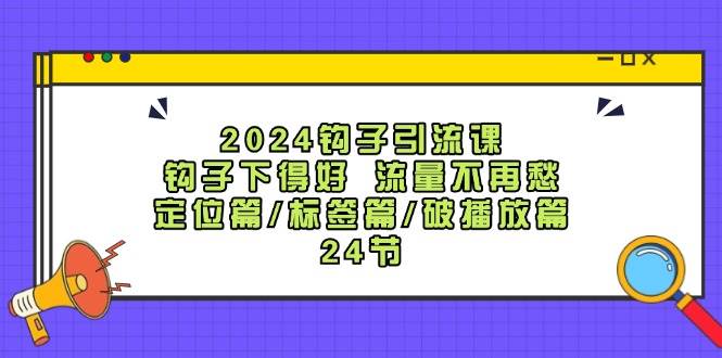 2024钩子·引流课:钩子下得好 流量不再愁,定位篇/标签篇/破播放篇/24节-91搞钱